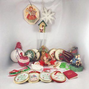 Vintage Christmas Ornament Lot 20 Set Handmade Holiday Assortment Decorations